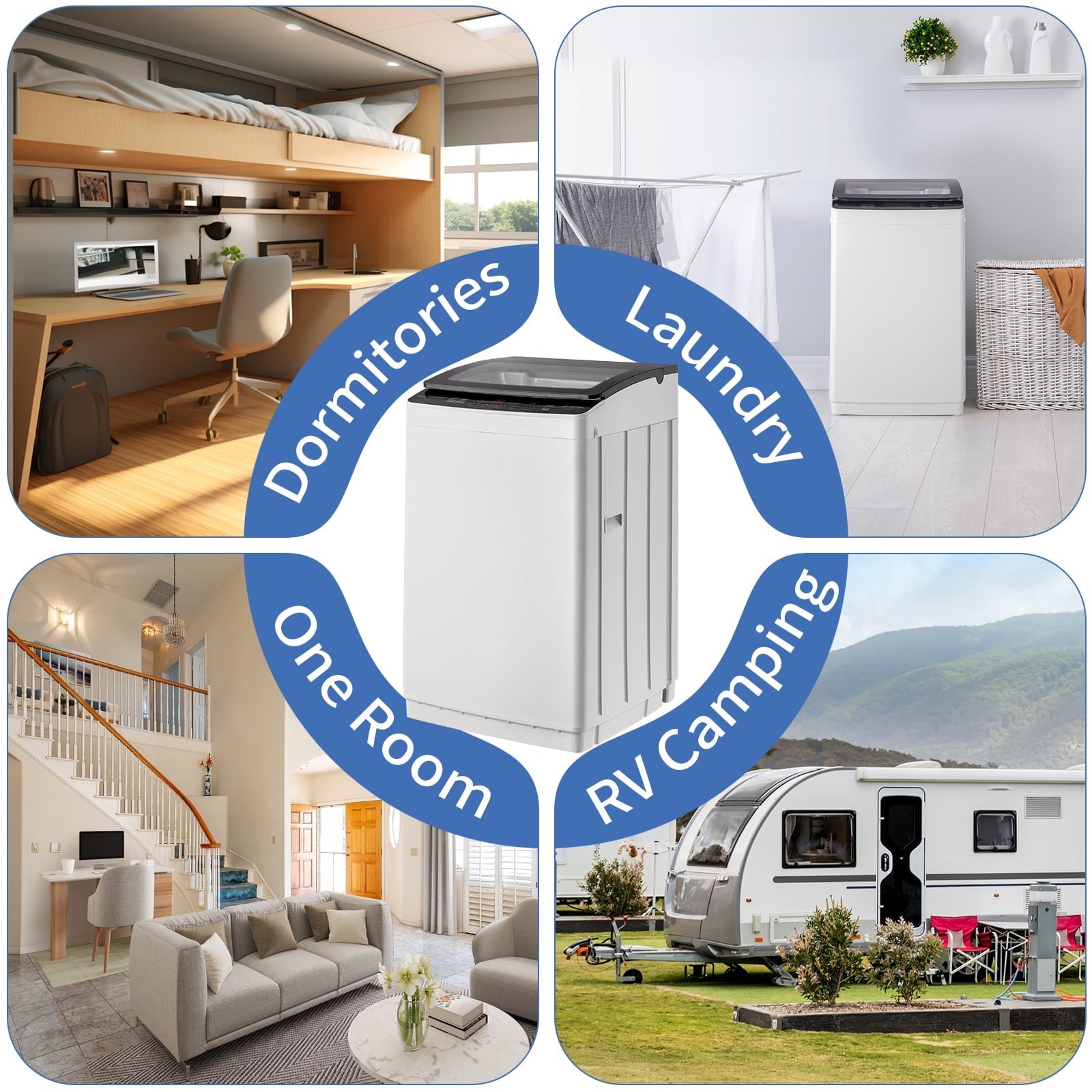 Ktaxon 17.8LBS Full Automatic Washing Machine and 3.5CuFt Portable Clothes Dryer Set, Compact Laundry Washer and Dryer Combo Set with Stainless Steel Inner Tub, for Apartment, Dorms, Home