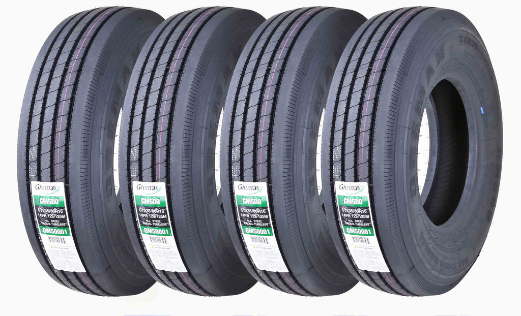 4 GREMAX All Steel Trailer Radial Tires ST235/80R16 235/80/16 235/80-16 129/125M  LR G 14-Ply 11147