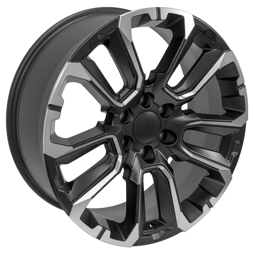 OE Wheels CV68 22 Inch Rim Fits Suburban 1500 High Country Style 6x139.7 22x9 Satin Black with Milled Edge - Hollander 14088 (1)