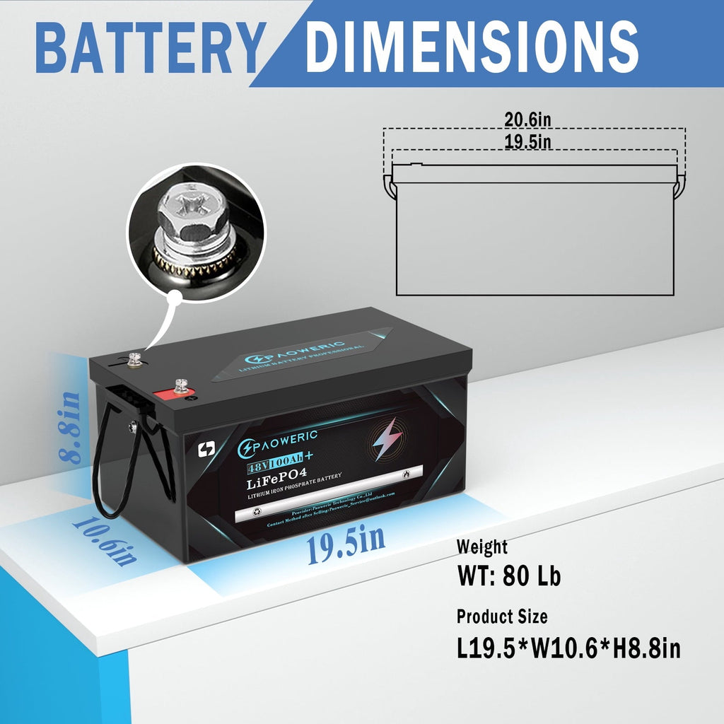 Paoweric 48V 100Ah LiFePO4 Lithium Golf Cart Battery with Charger, Perfect for Golf Cart, Trolling Motor