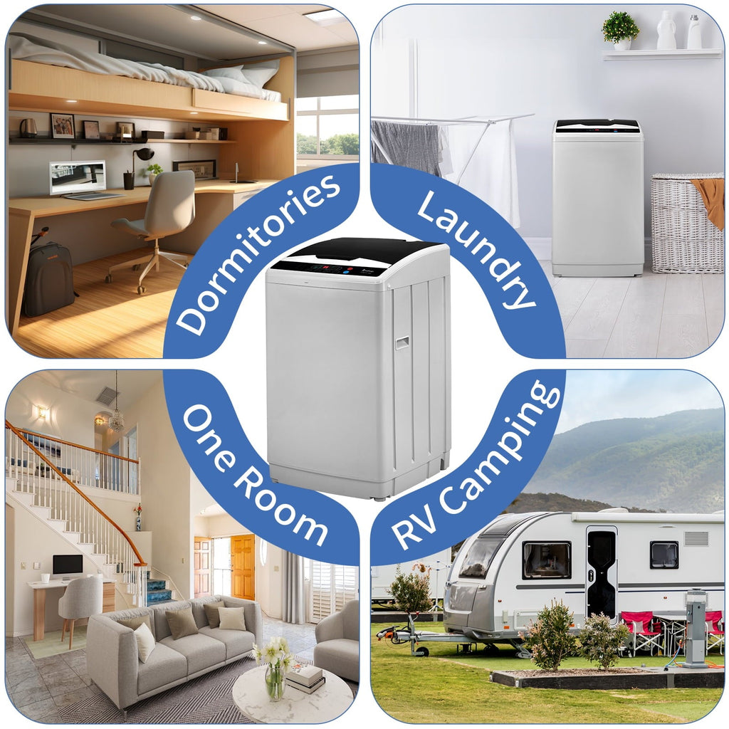 Ktaxon 17.8LBS Full Automatic Washing Machine and 3.5CuFt Portable Clothes Dryer Set, Compact Laundry Washer and Dryer Combo Set with Stainless Steel Inner Tub, for Apartment, Dorms, Home