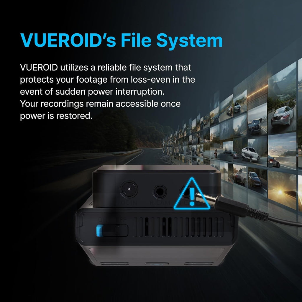 Vueroid S1 Infinite 4K 2CH Dash Cam | 4K+2.5K Sony STARVIS 2 | Privacy Mode | GPS | WiFi | DuraShift Parking Mode | CPL Filter & 256GB Card Included