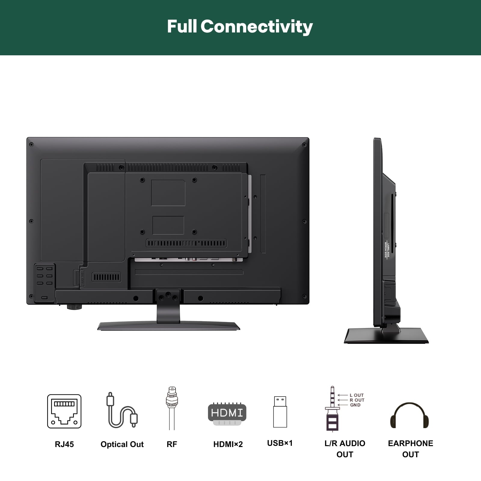 SYLVOX 27 Smart RV TV with Wall Mount, 12 Volt TV with Built-in DVD Player, 1080P Google OS ATSC NTSC WiFi Bluetooth HDMI USB, AC/DC Powered, for RV Camper Van (Trailer Series)
