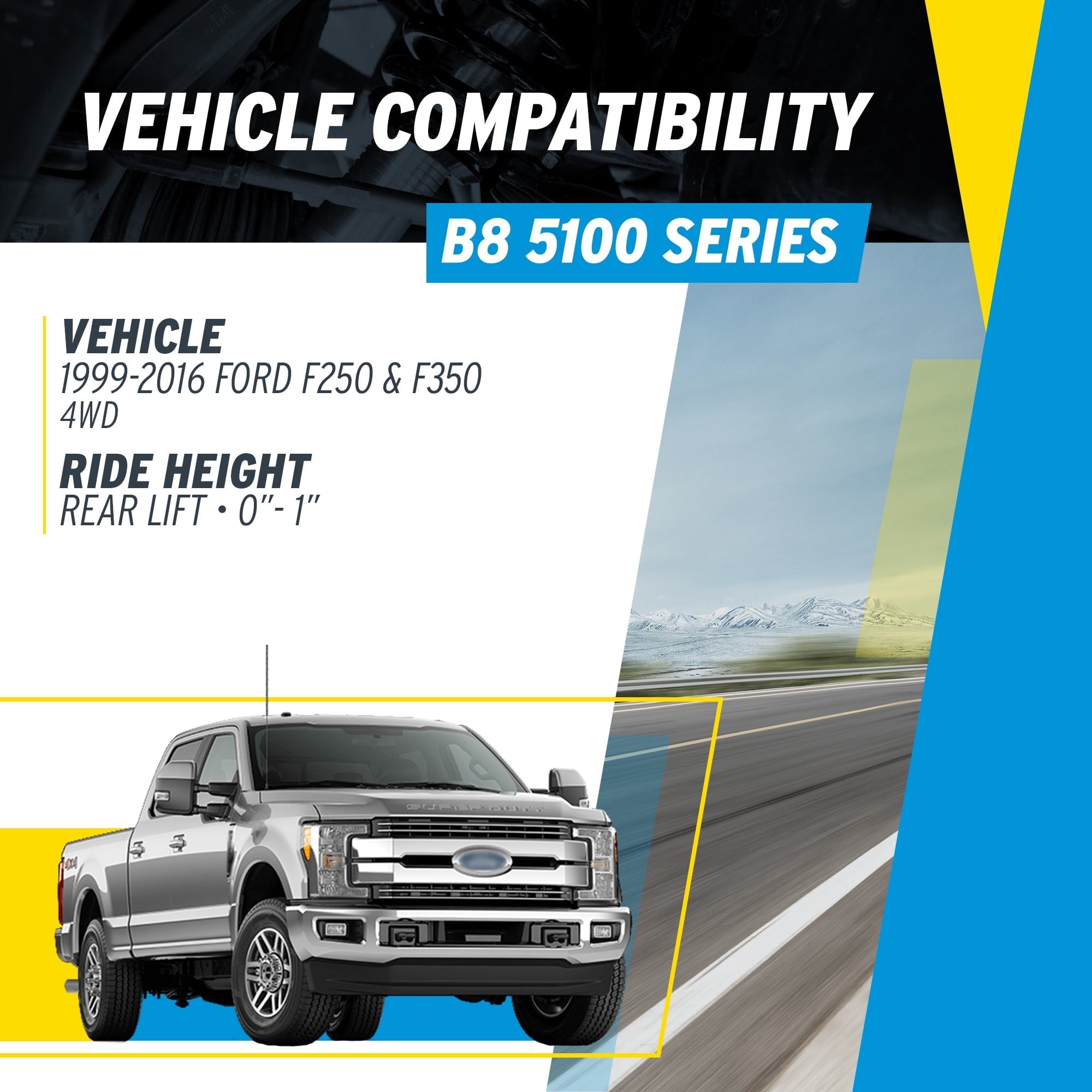 Bilstein Set of Front and Rear B8 5100 Series Shocks Compatible with 2005-2016 F250/F350 4WD with 2 Front & 0-1 Rear