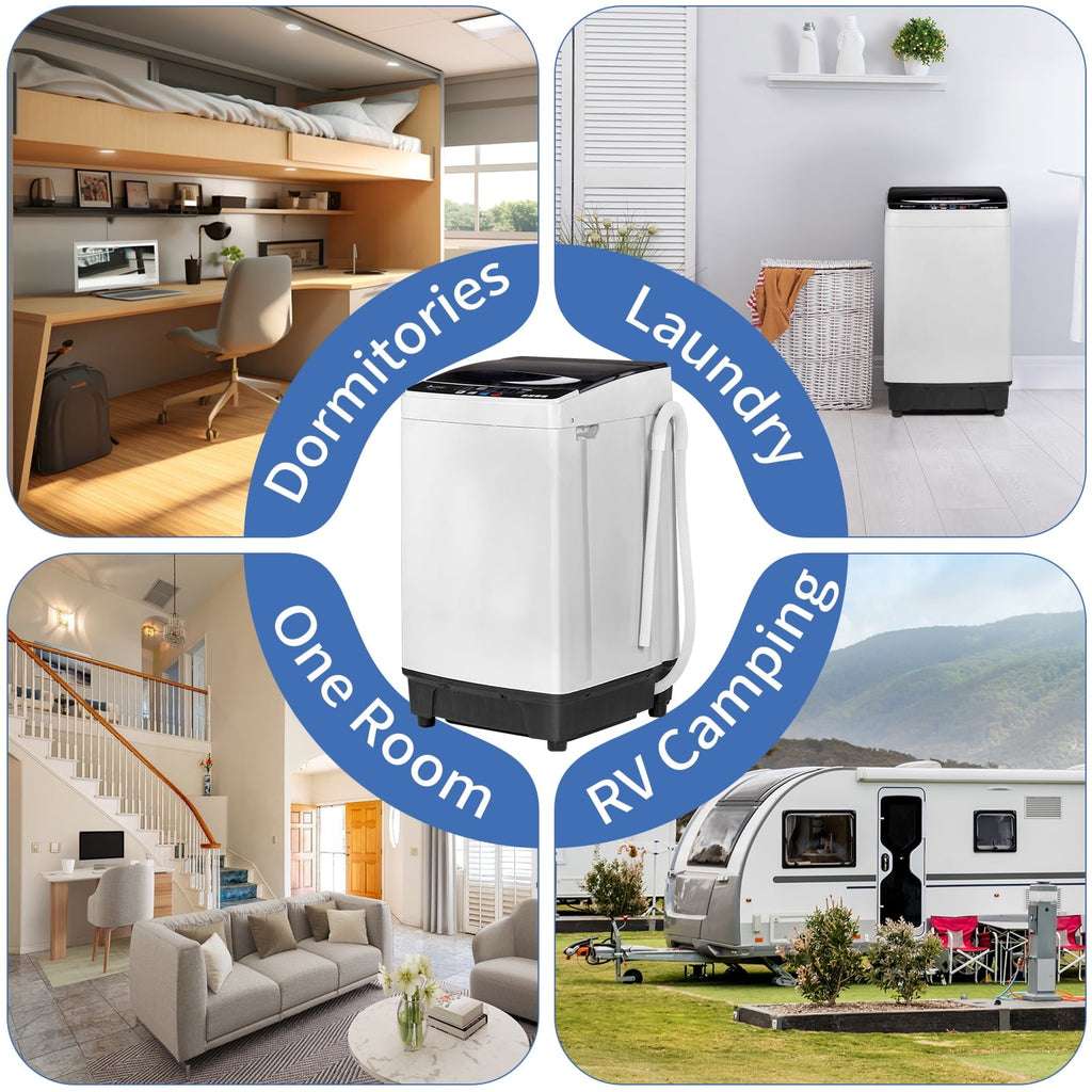 Ktaxon 17.8LBS Full Automatic Washing Machine and 3.5CuFt Portable Clothes Dryer Set, Compact Laundry Washer and Dryer Combo Set with Stainless Steel Inner Tub, for Apartment, Dorms, Home