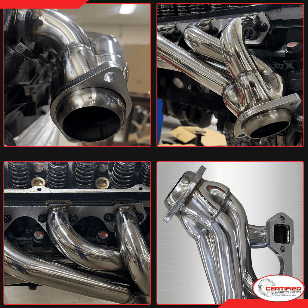 Polished 304 Stainless Steel Shorty Headers for 1979 1993 Ford Mustang 5.0L V8 Fox Body GT LX Upgraded Copper Gaskets Direct Bolt On Exhaust Manifold (Shorty Headers)