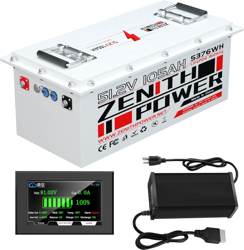 48V 105Ah LiFePO4 Golf Cart Lithium Battery, 200A BMS, 20A Charger, 4.3in LCD Display, 4000+ Deep Cycle Lithium Battery, Replacement for Lead-Acid in EZGO, Club Car, Yamaha