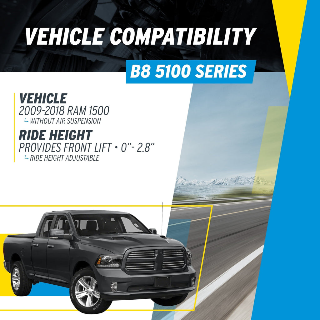 Bilstein Pair of Front B8 5100 Series Shocks Compatible with 2009-2018 RAM 1500 w/o Air Suspension | Provides 0-2.8 Front Lift