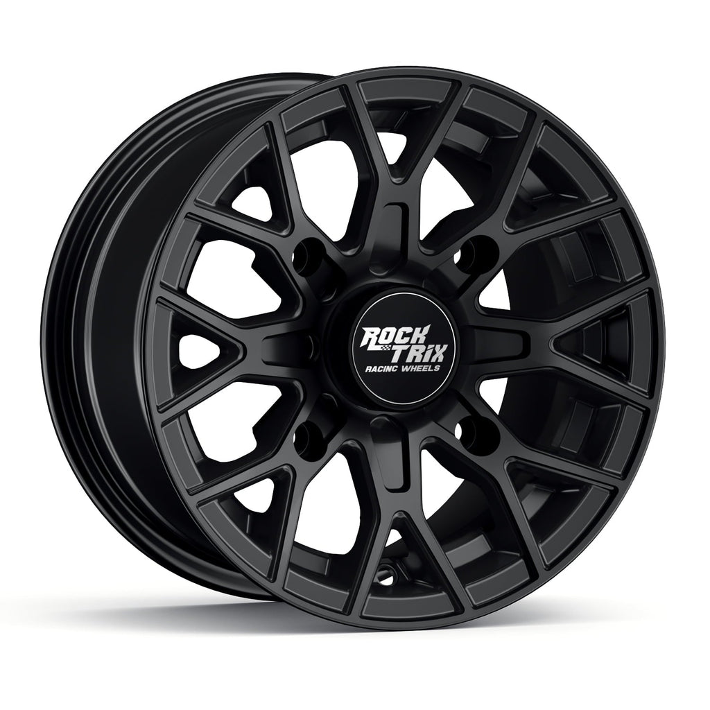 RockTrix RT104 4pc 14in ATV Wheels 4x110 Rims, 14x7, 5+2 Offset, For ATV UTV with IRS (Independent Rear Suspension), Compatible with Honda Kawasaki Yamaha Suzuki 4/110 (Set of 4)