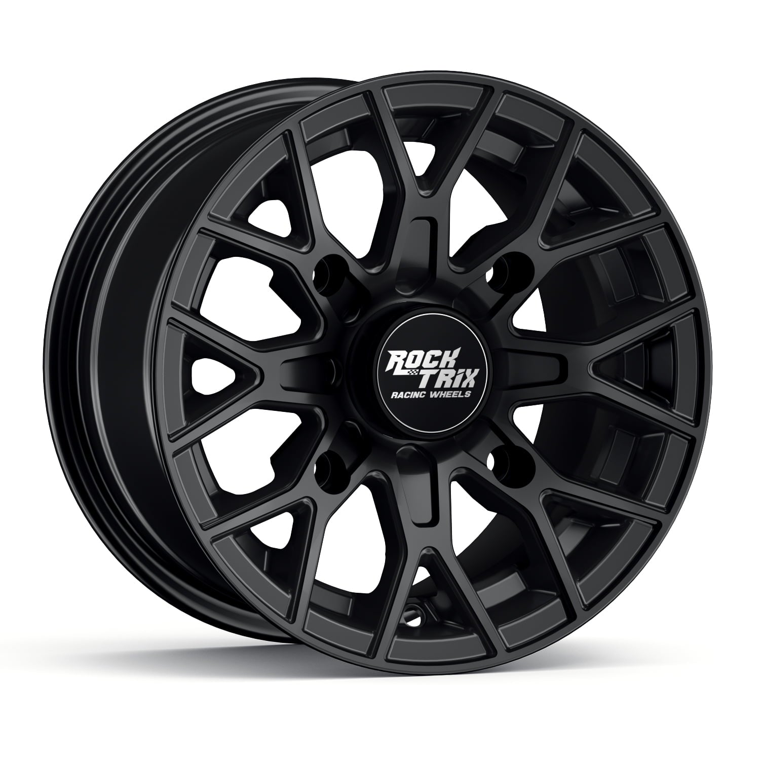 RockTrix RT104 4pc 14in ATV Wheels 4x110 Rims, 14x7, 5+2 Offset, For ATV UTV with IRS (Independent Rear Suspension), Compatible with Honda Kawasaki Yamaha Suzuki 4/110 (Set of 4)