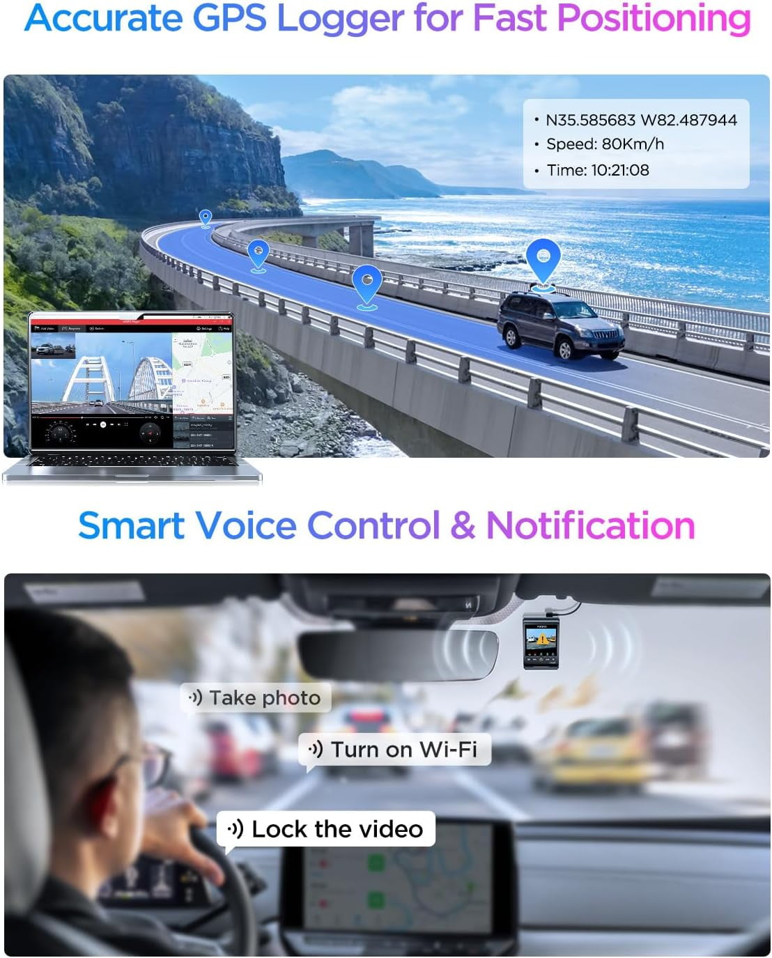 VIOFO Dash Cam A329S Front and Rear 2-Channel 4K 60FPS Dual STARVIS 2 Sensors