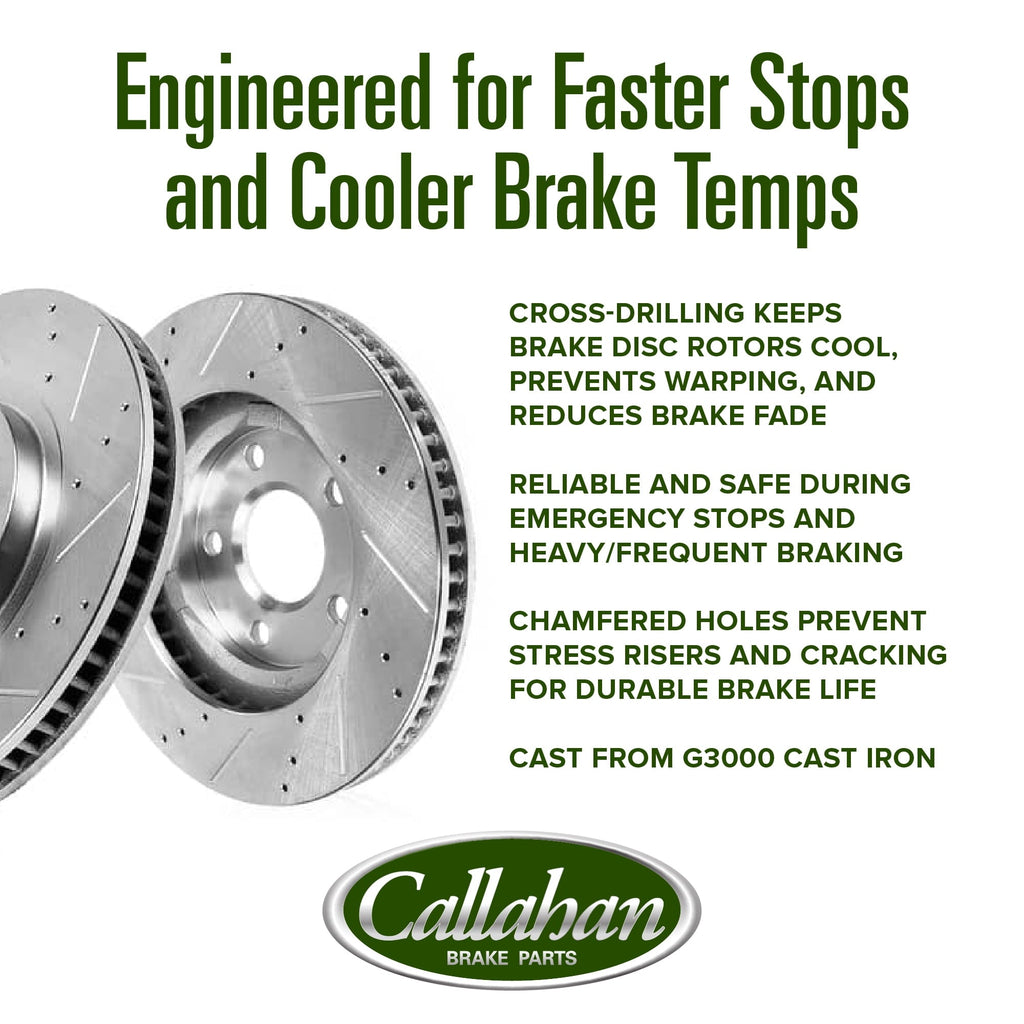 Callahan Brake Parts Brake Kit for Honda Civic 2020-2024, Honda Insight 2019-2022 Rear Drilled and Slotted Brake Rotors with Ceramic Brake Pads EBYK044636