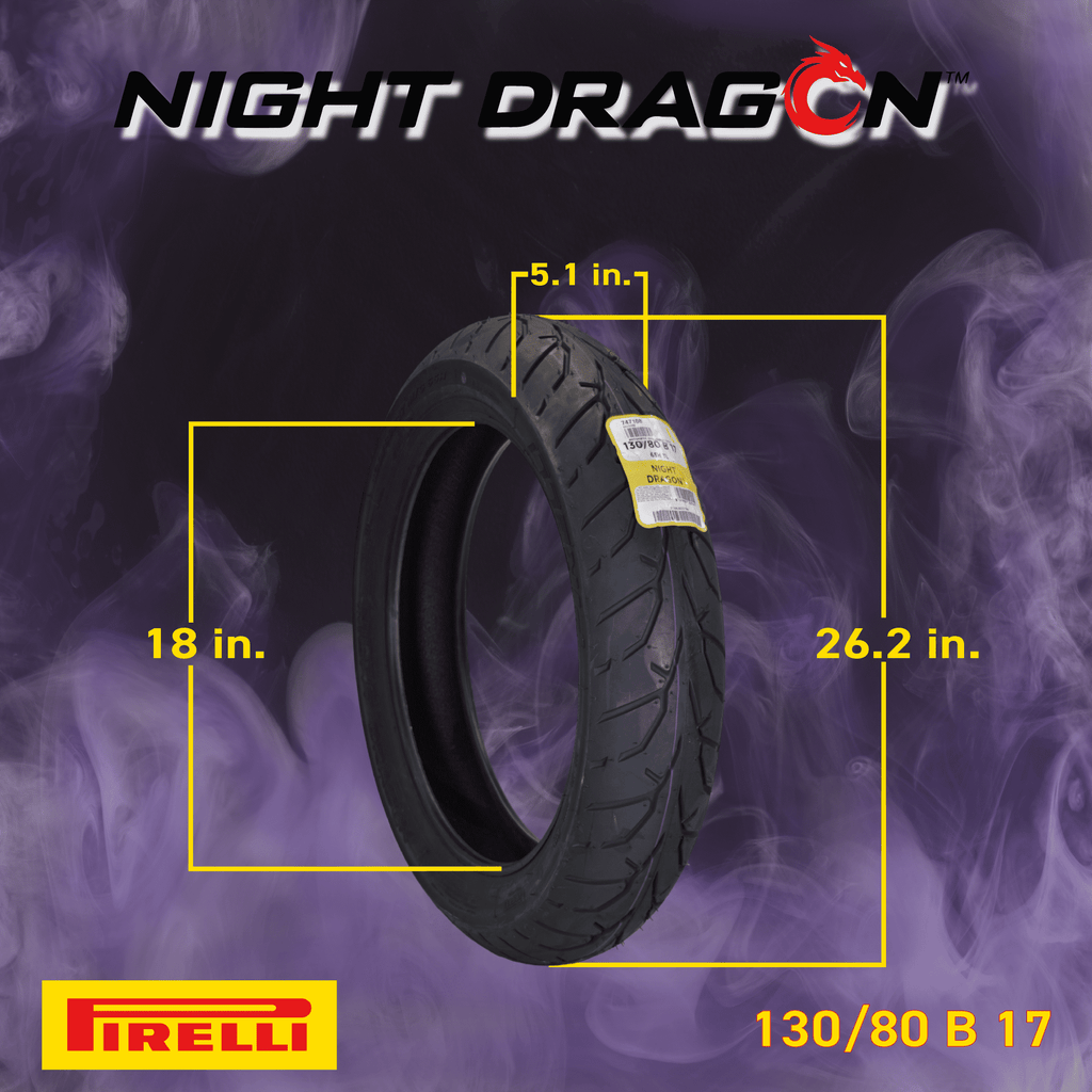 Pirelli Night Dragon Tire Set: 130/80B17 M/C 65H TL Front & 180/65B16 M/C 81H REINFTL Rear Cruiser Motorcycle Tires - Superior Traction & Handling for High-Performance Cruisers with Keychain