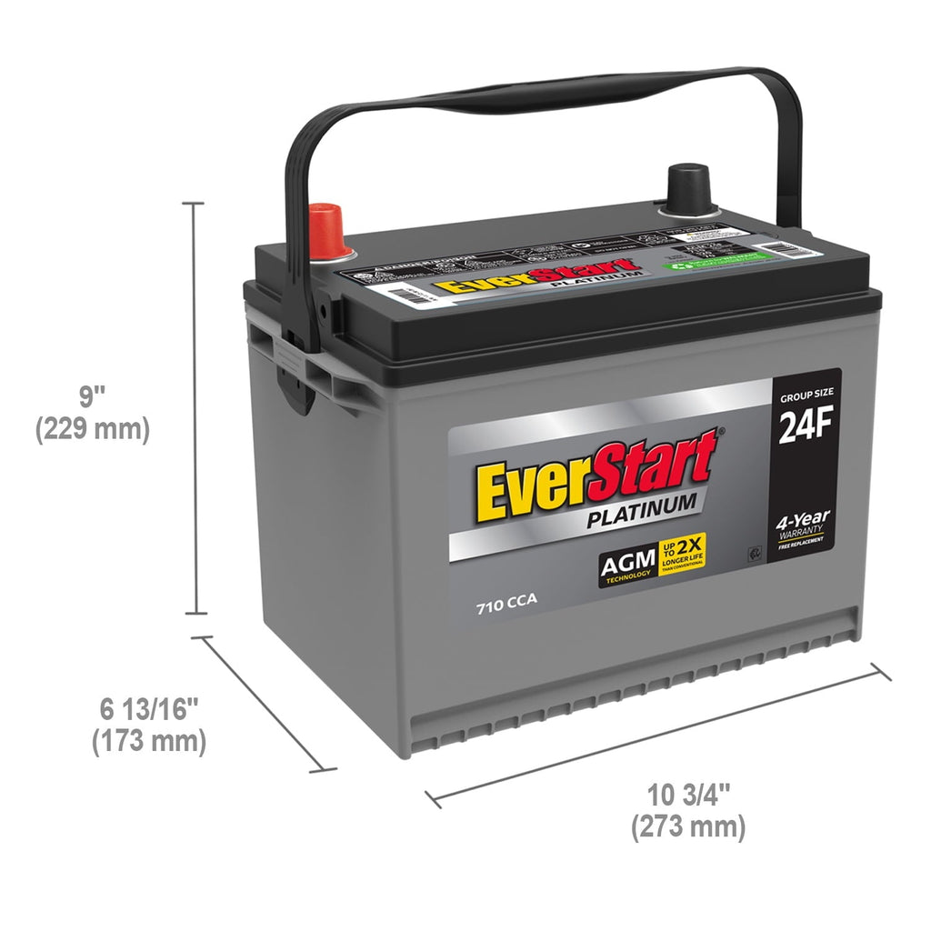 EverStart Platinum BOXED AGM Automotive Battery, Group Size 24F 12 Volt, 710 CCA