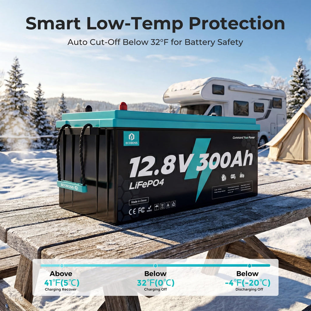 ECOBOSS 12V 300Ah Lithium LiFePO4 Battery, 3840Wh Deep Cycle Power with 200A BMS for RV, Marine & Off-Grid