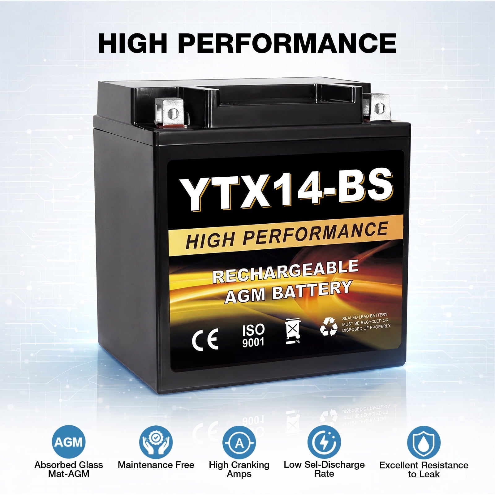 Anlibatt YTX20HL-BS Motorcycle Battery 12V 18Ah 300CCA Rechargeable Sealed Batteries Powersport Replacement for ATV, Scooter, Jet ski, Dirt Bike