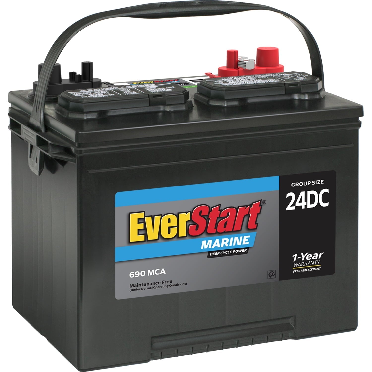 (2 pack) EverStart Lead Acid Marine & RV Deep Cycle Battery, Group Size 24DC 12 Volt, 690 MCA*