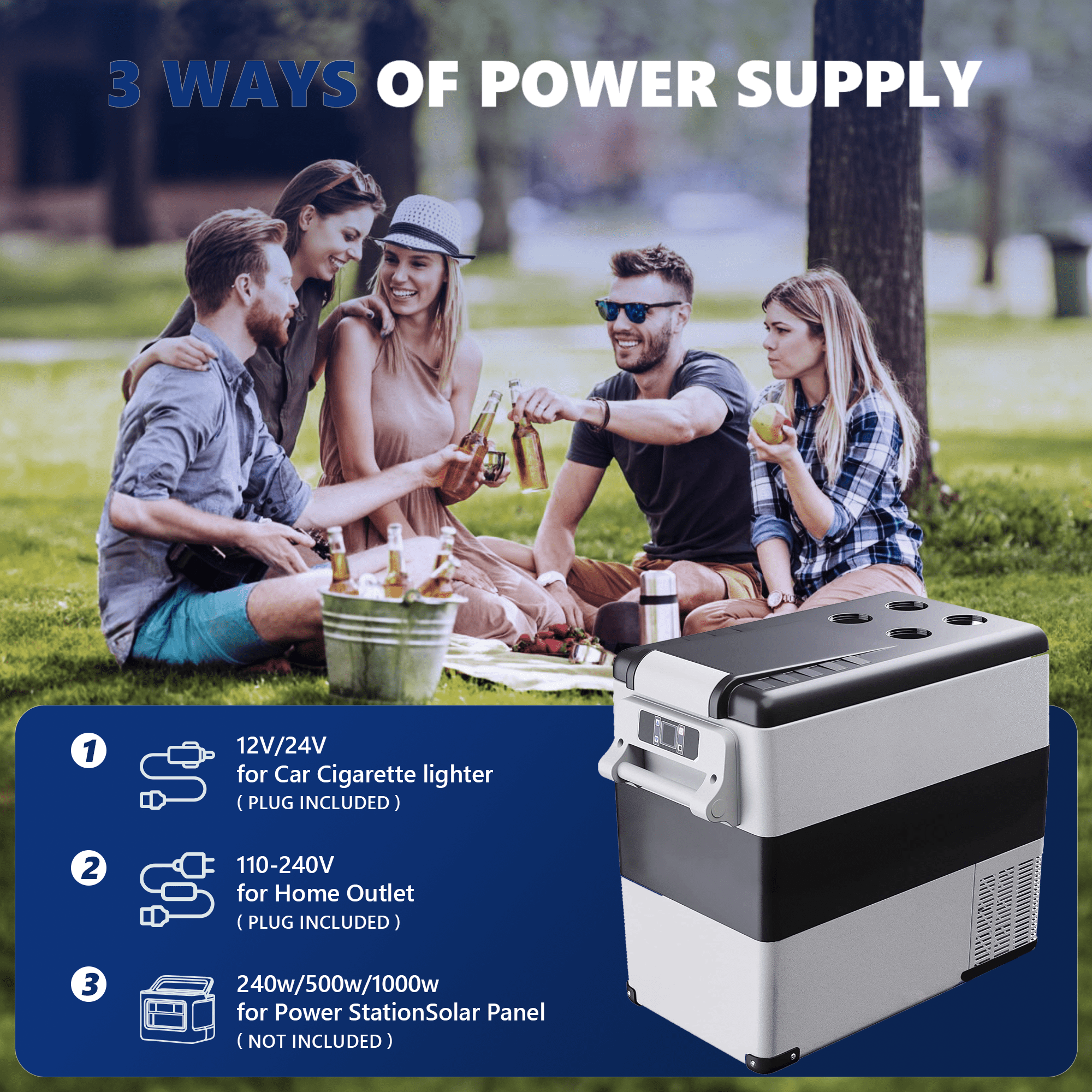 SIMZLIFE 12V Electric Car Refrigerator, 59QT RV Freezer Fridge, DC & AC - Home, Travel, Camping, Outdoor - Gray, 36.8 lb