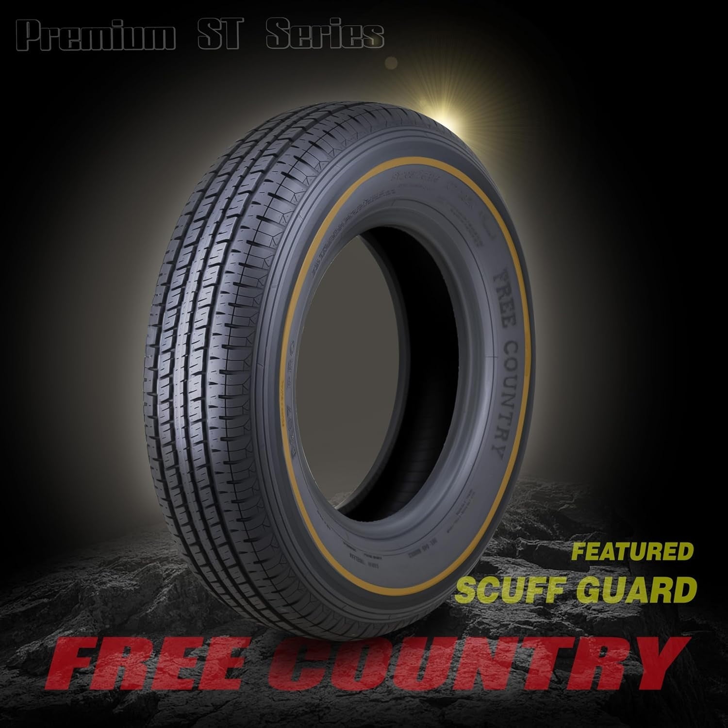 FREE COUNTRY New Premium Trailer Tires ST 205/75R14 / 8PR Load Range D Steel Belted w/Scuff Guard, Set 5