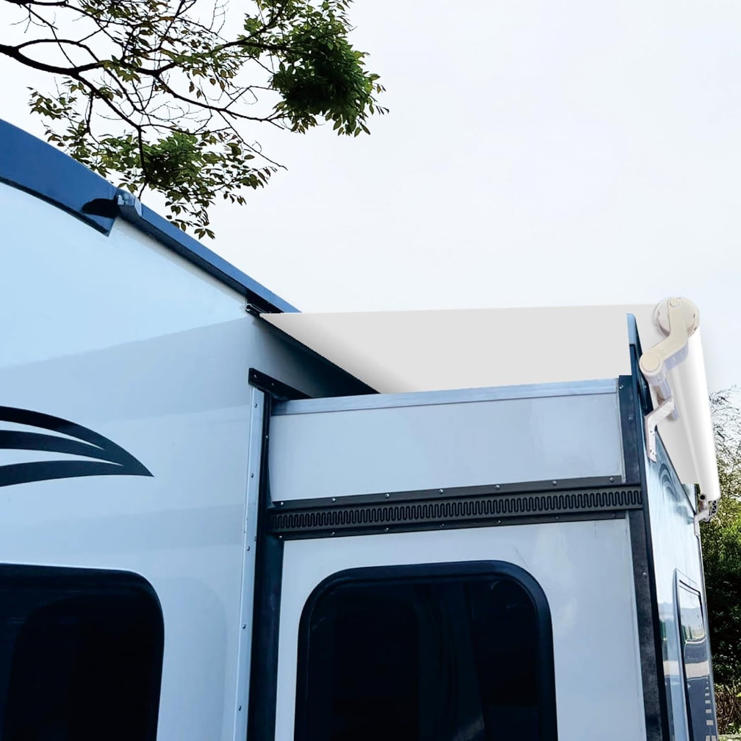Dulepax RV Slide Out Awning Camper Topper Modular Slide Out Awning Kit for RVs,5th Wheels,Travel Trailers and Motorhomes-White,11'3''(10'7''Fabric)