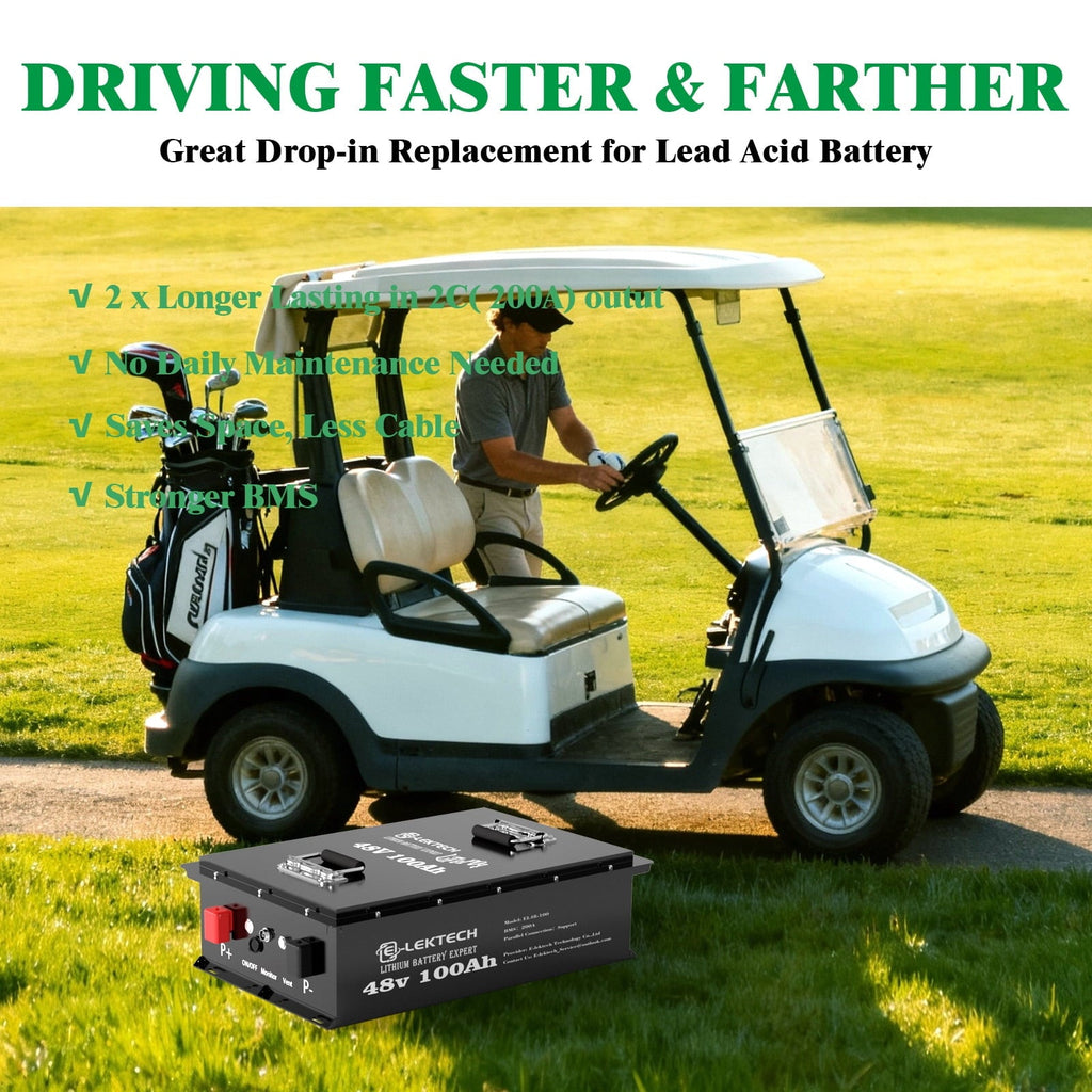 48V 100Ah Lithium Golf Cart Battery with Charger, Touch Monitor & Mobile APP, Built-in 200A BMS, Perfect for Golf Cart, RV, Solar