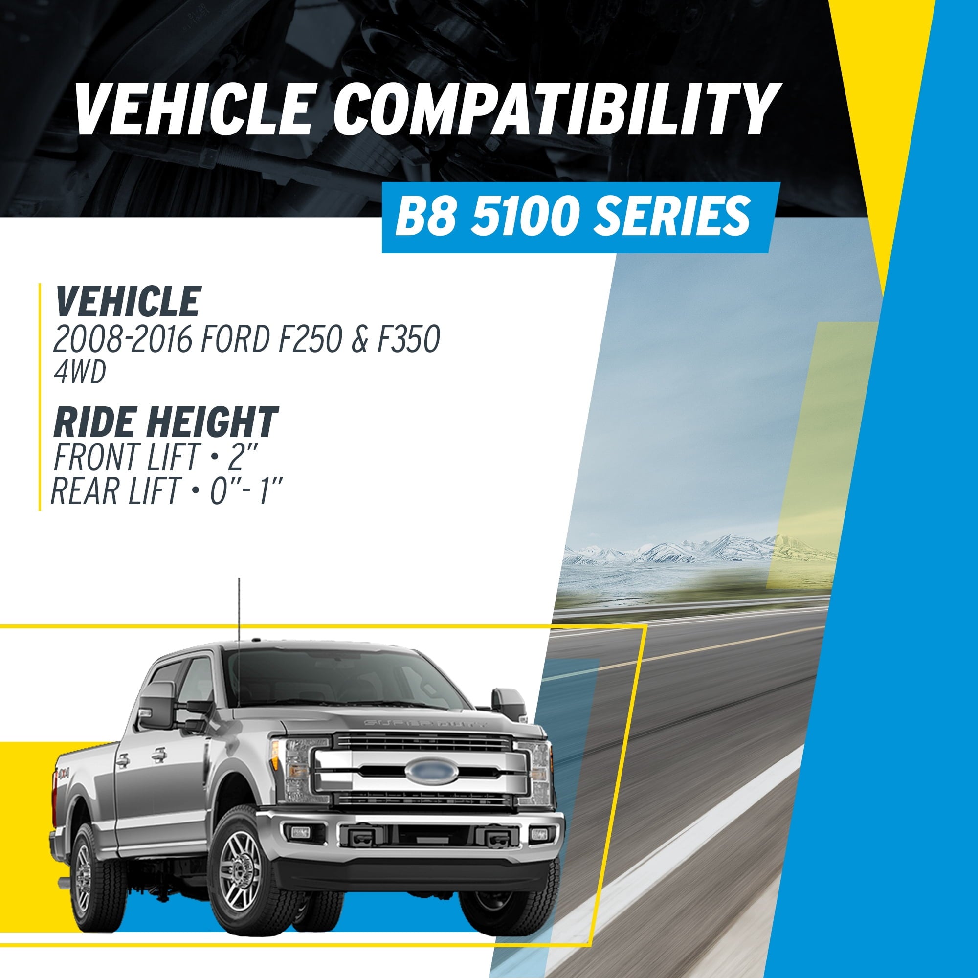 Bilstein Set of Front and Rear B8 5100 Series Shocks Compatible with 2005-2016 F250/F350 4WD with 2 Front & 0-1 Rear