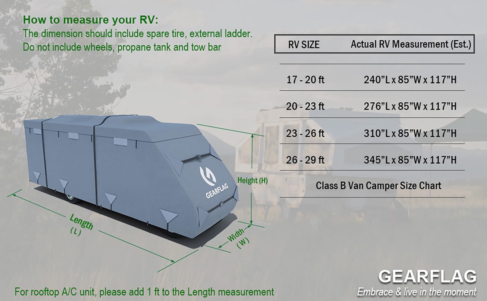 GEARFLAG Class C RV Camper Cover Fits 20'-23', Gray, Multi-Layers Top Fabric, Adjustable Covers, Reinforced Windproof RV Cover Motorhome 292L x 105W x 110H in, 1 Piece