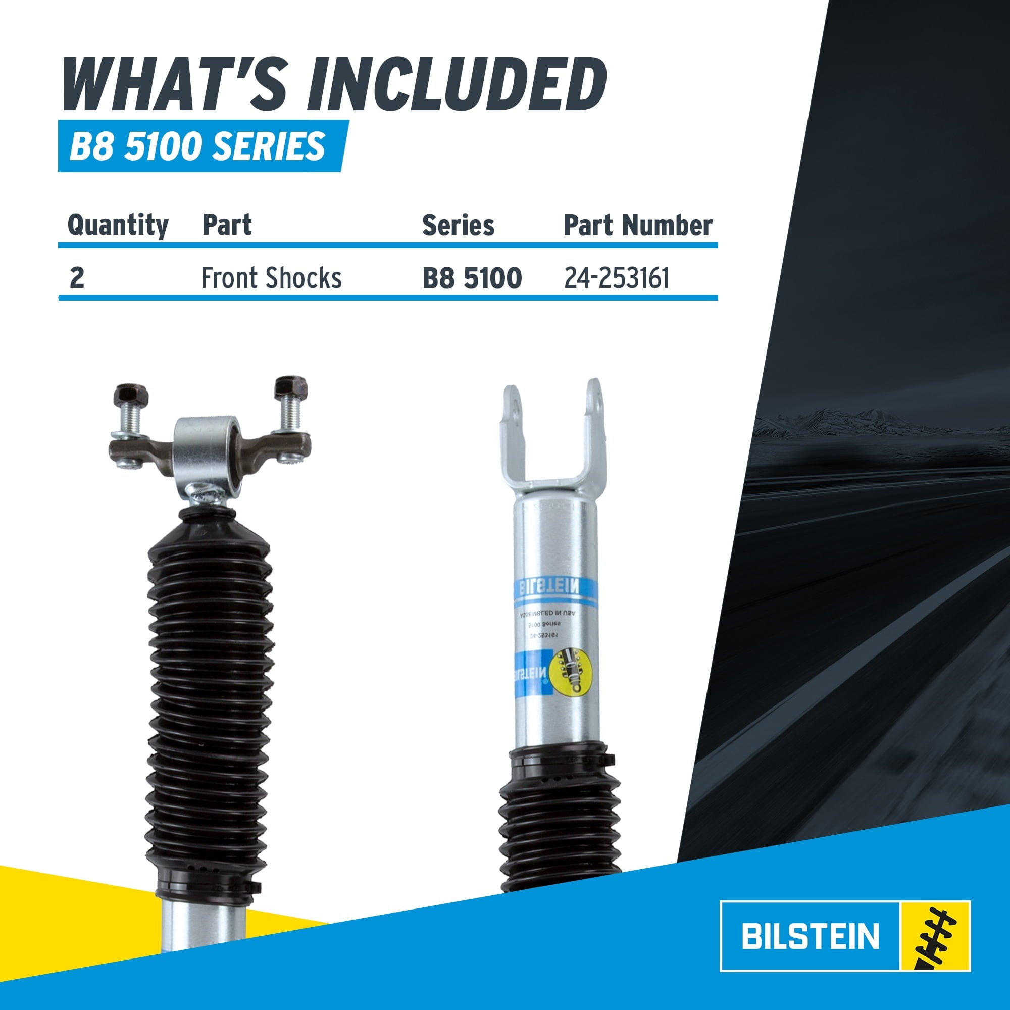 Bilstein Set of Front and Rear B8 5100 Series Shocks with Steering Stabilizer Compatible with 2011-2016 Silverado / Sierra 2500 / 3500 HD with 1.5 Front & 0-1 Rear Lift