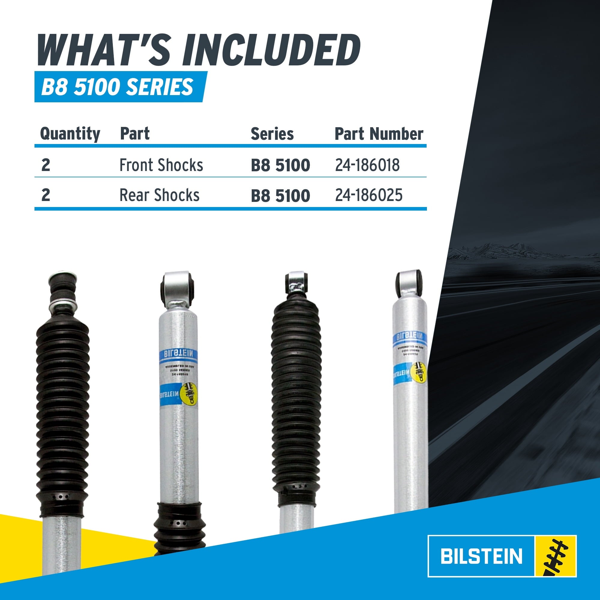 Bilstein Pair of Rear B8 5100 Series Shocks Compatible with 1999-2016 F250/F350 4WD with 0-1 Rear Lift