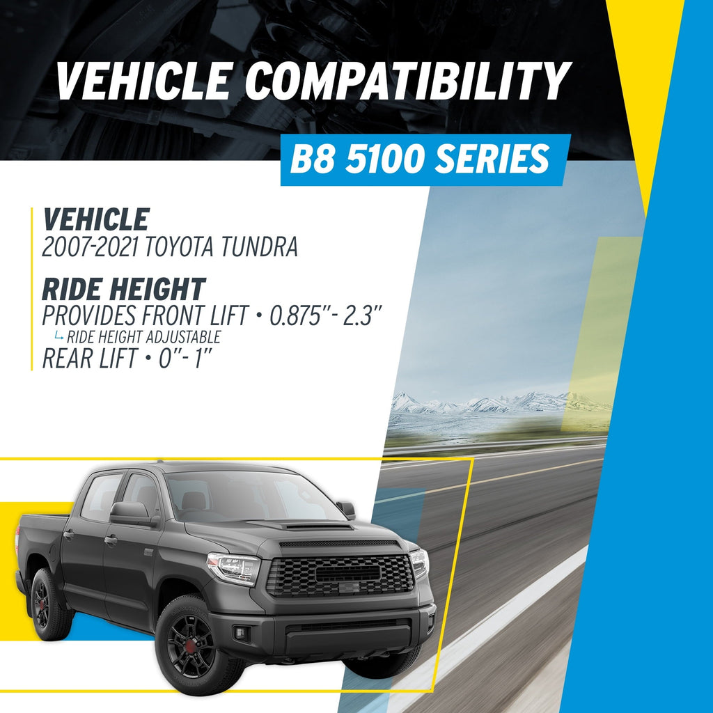 Bilstein Set of Front and Rear B8 5100 Series Shocks Compatible with 2007-2021 Tundra with 0-1 Rear Lift | Provides 0.875-2.3 Front Lift