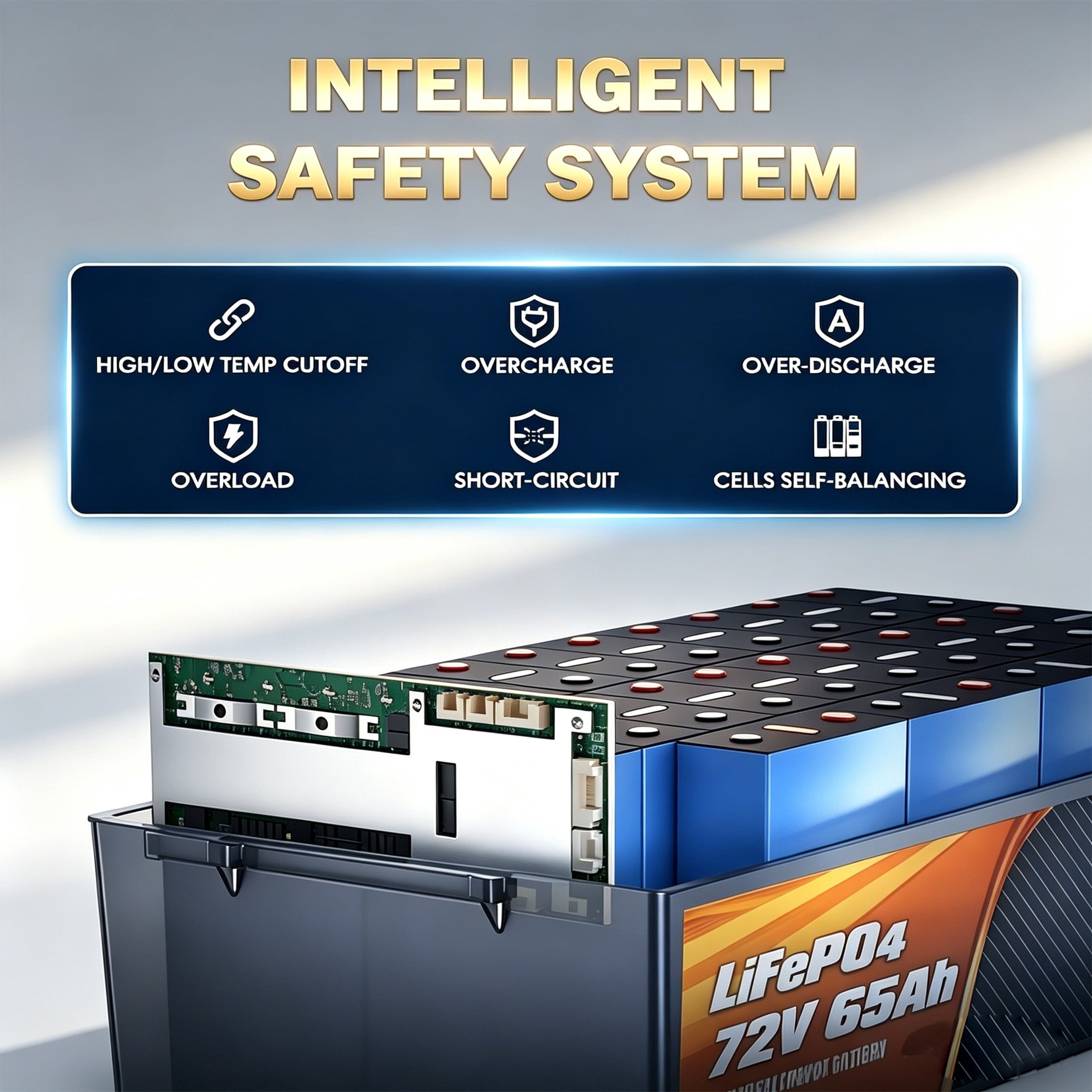 72V 65Ah LiFePO4 Golf Carts Battery, with Bluetooth & Mobile APP, Built-in 120A BMS, 4000+ Deep Cycles Battery, 4992Wh, Perfect for Golf Carts