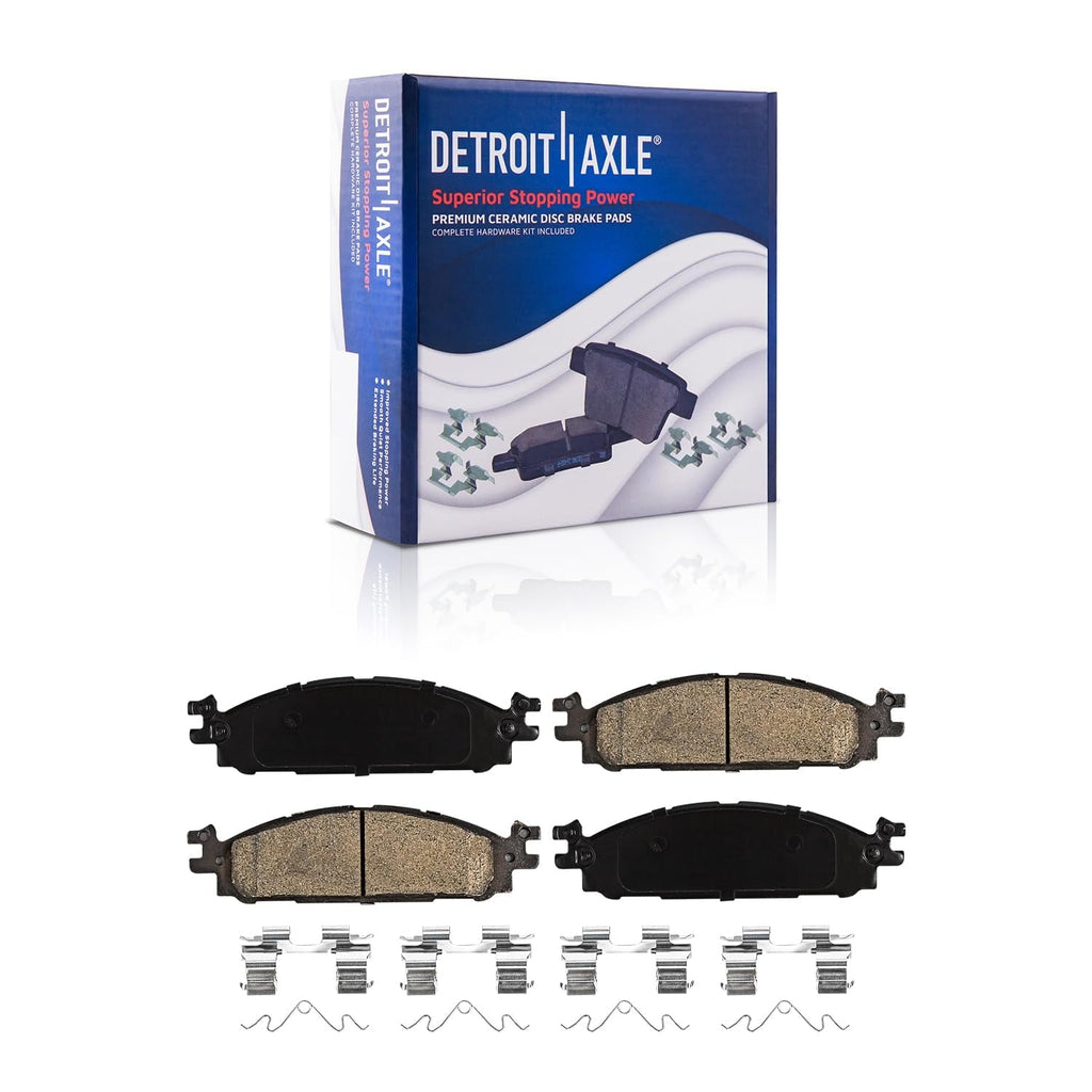 Detroit Axle - Brake Kit for 2011-2019 Ford Explorer Taurus, 2012-2019 Flex, 2011-2012 Lincoln MKS, Drilled Slotted Disc Brake Rotors Ceramic Brake Pads: 12.80 Front and 12.99 Rear Rotor