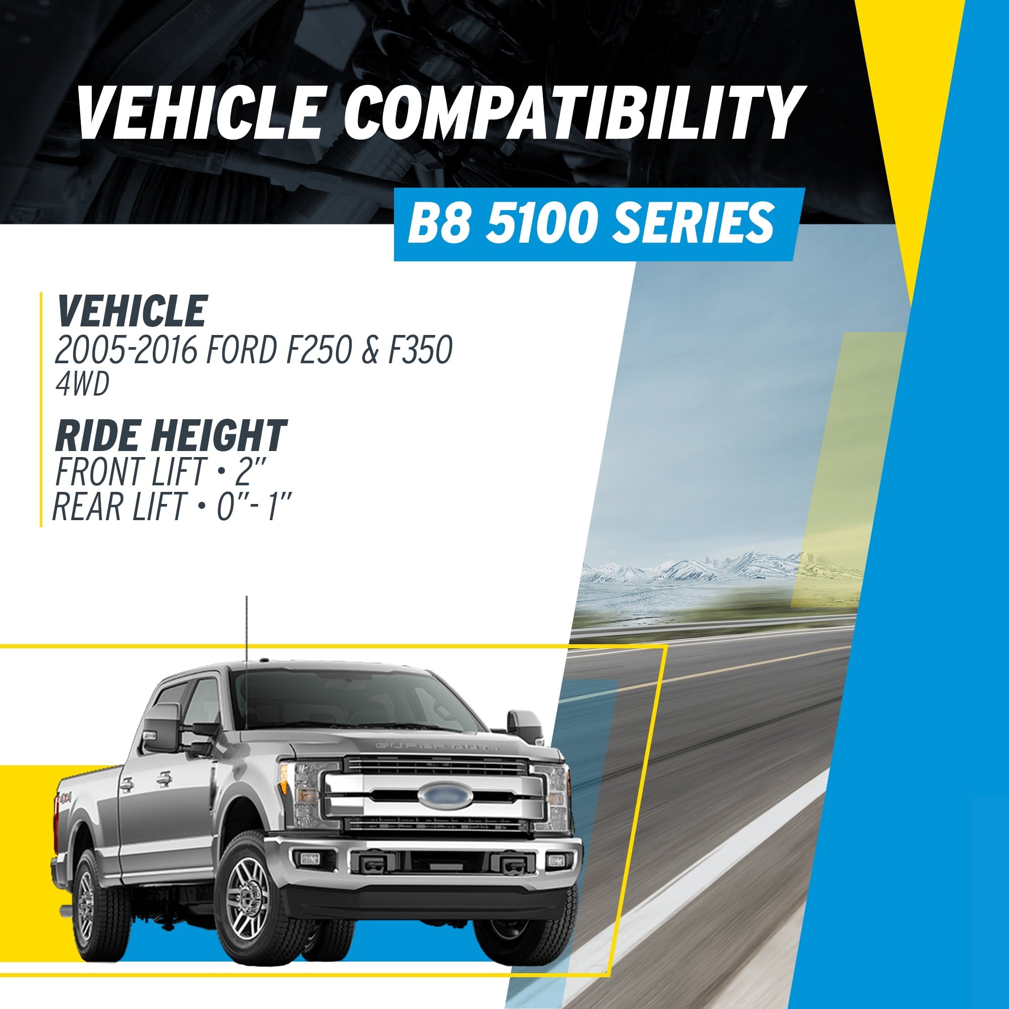 Bilstein Pair of Rear B8 5100 Series Shocks Compatible with 1999-2016 F250/F350 4WD with 0-1 Rear Lift