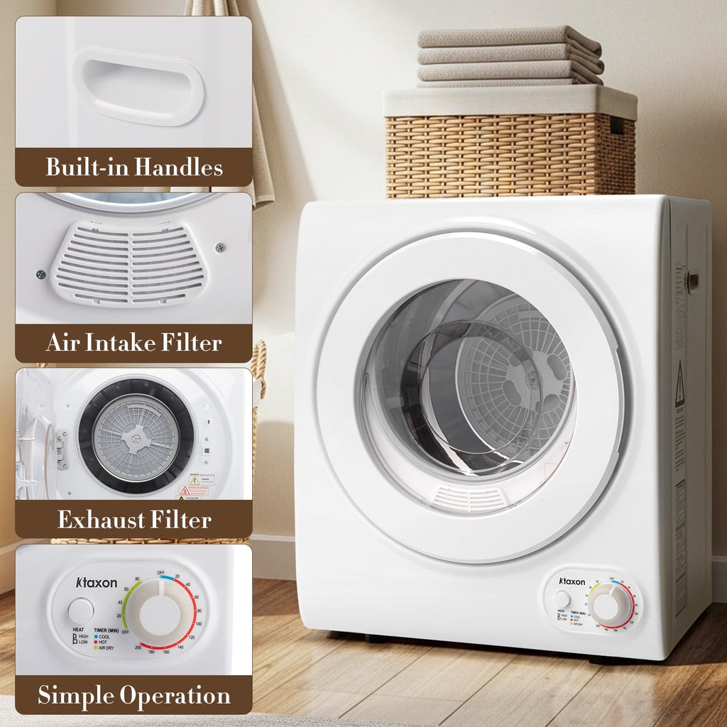 Ktaxon 17.8LBS Full Automatic Washing Machine and 3.5CuFt Portable Clothes Dryer Set, Compact Laundry Washer and Dryer Combo Set with Stainless Steel Inner Tub, for Apartment, Dorms, Home