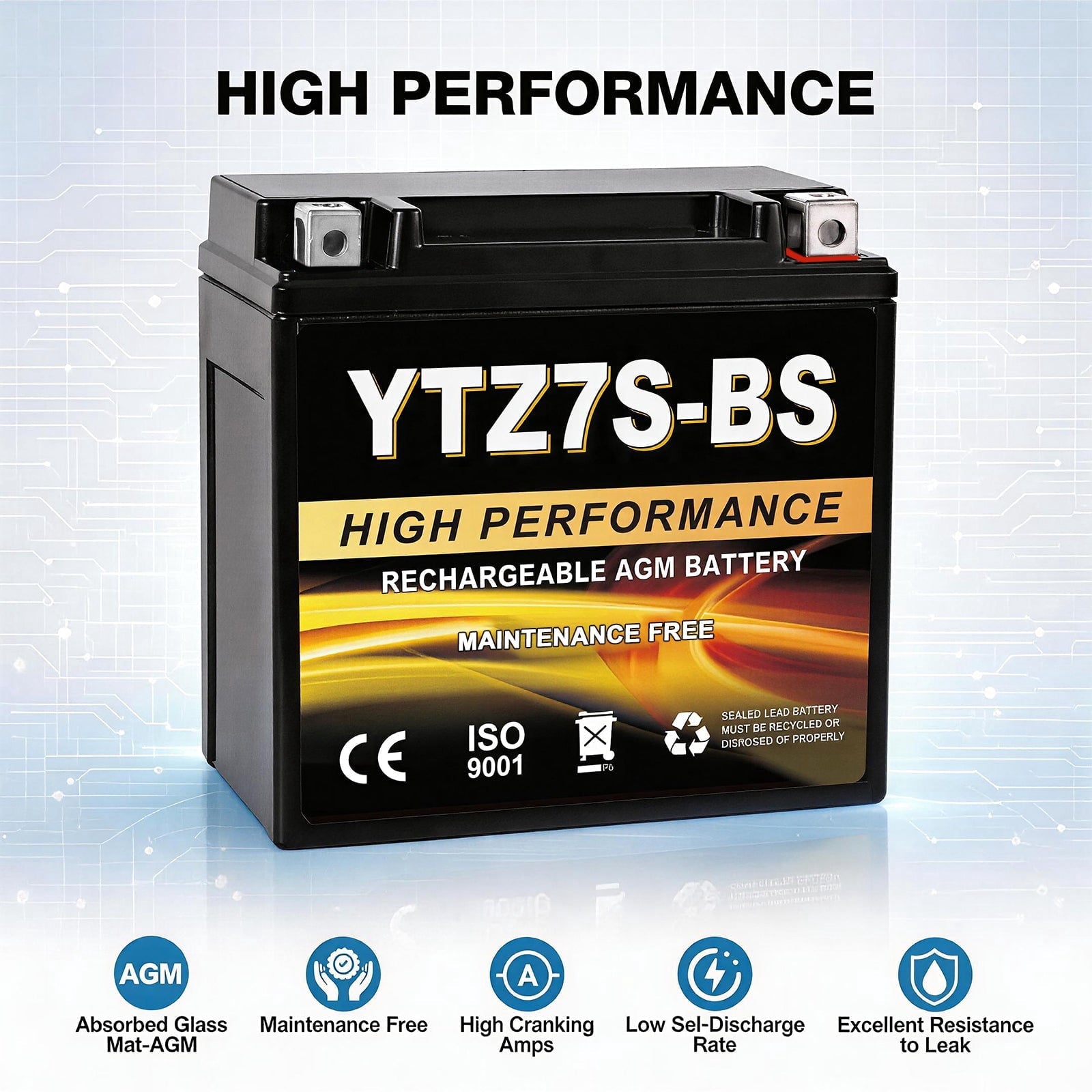 Anlibatt YTX14-BS Motorcycle Battery 12V 12Ah 200CCA Rechargeable Sealed Batteries Powersport Replacement for ATV, Scooter, Jet ski, Dirt Bike