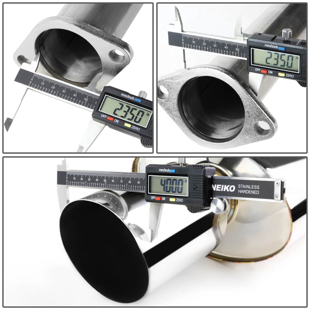 DNA Motoring CBE-ME06L4 For 2006 to 2009 Mitsubishi Eclipse 4G 2.4L Stainless Steel 4 Muffler Tip Catback Exhaust System 07 08