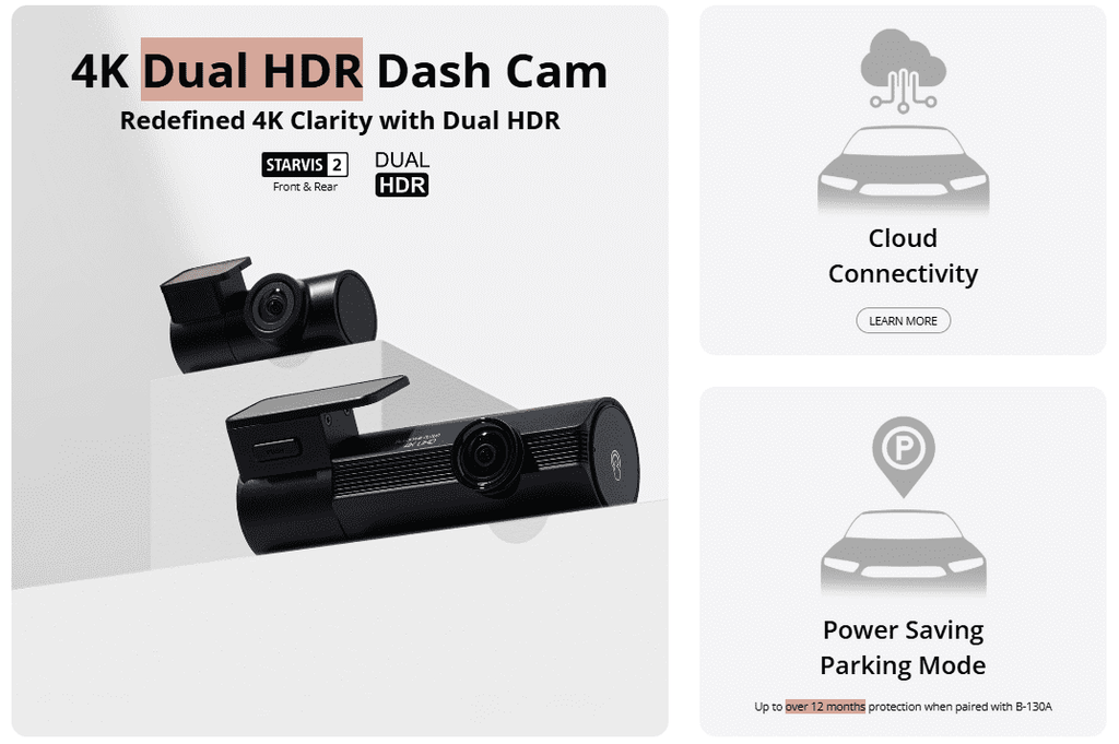 Blackvue Elite 9-2CH 4K + 2K Dashcam (2CH) Ultra-Low Power Parking Mode (64GB)