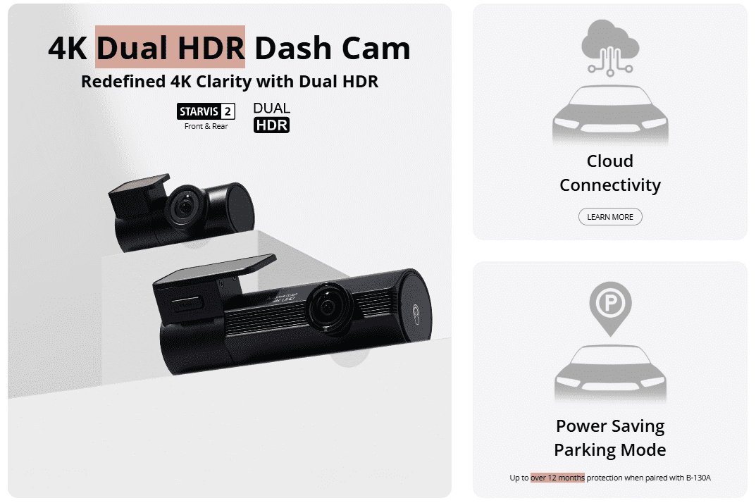 Blackvue Elite 9-2CH 4K + 2K Dashcam (2CH) Ultra-Low Power Parking Mode (64GB)