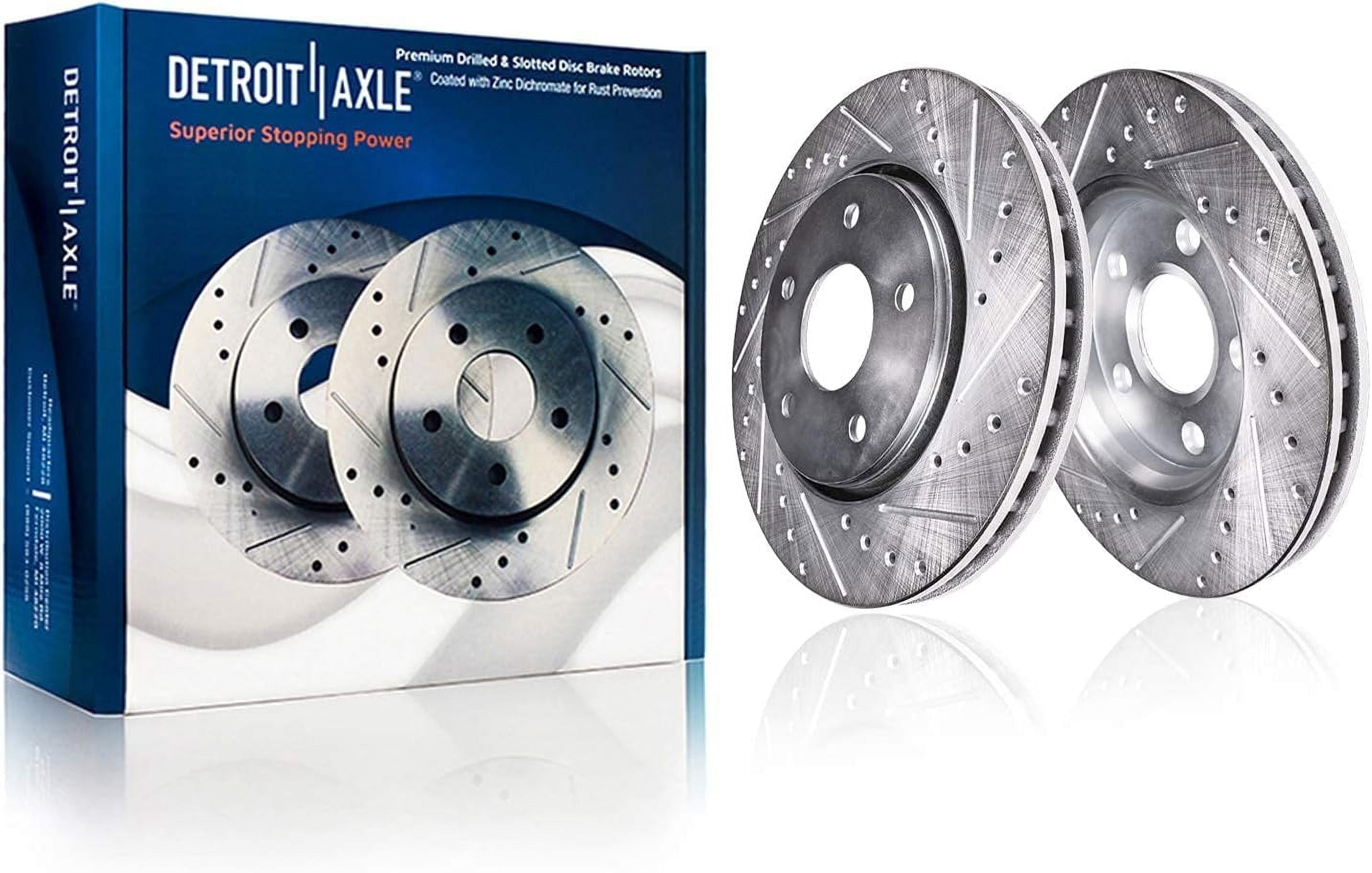 Detroit Axle - Brake Kit for 2016-2018 Lincoln MKX 2021-2023 Nautilus, Drilled Brake Rotors Brake Pads: 13.58 Front and 12.44 Solid Rear Rotor