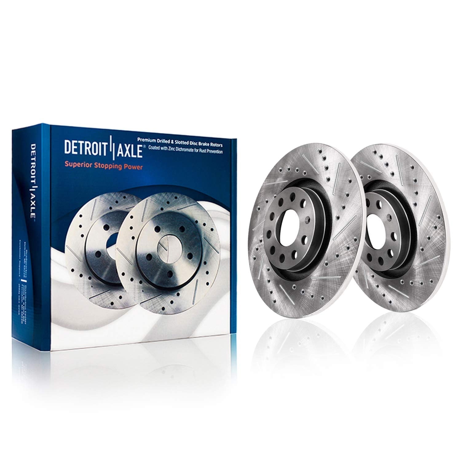 Detroit Axle - REAR Brake Kit for 2005-2010 VW Jetta 06-09 Rabbit Drilled & Slotted Brake Rotors Ceramic Brakes Pads Replacement: 10.24 Rotor