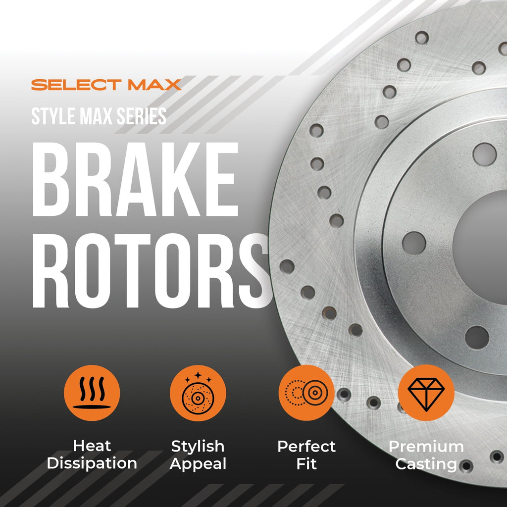 Max Advanced Brakes - Brake Kit for 2017 2018 2019 2020 Acura MDX w/ 3.5 V6 Engine Front and Rear Replacement Cross Drilled Disc Brake Rotors and Ceramic Brake Pads