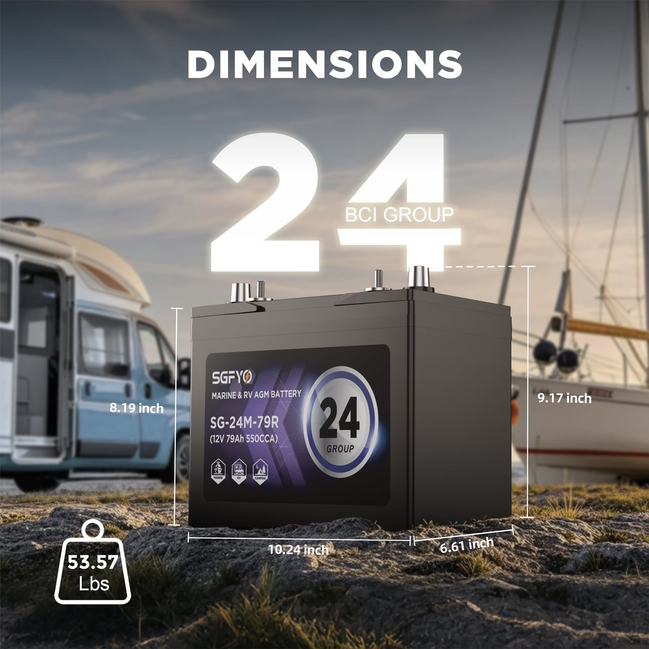 SGFYO Group Size 31M Dual Purpose Marine Battery,12V 105Ah 825CCA 200RC AGM Starter and Deep Cycle RV & Boat Batteries
