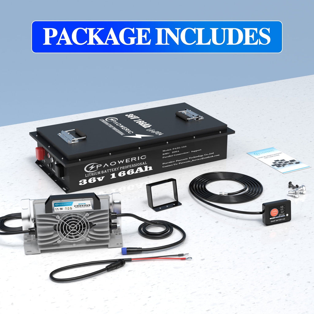 Paoweric 48V 100Ah LiFePO4 Lithium Golf Cart Battery with Charger, Perfect for Golf Cart, Trolling Motor