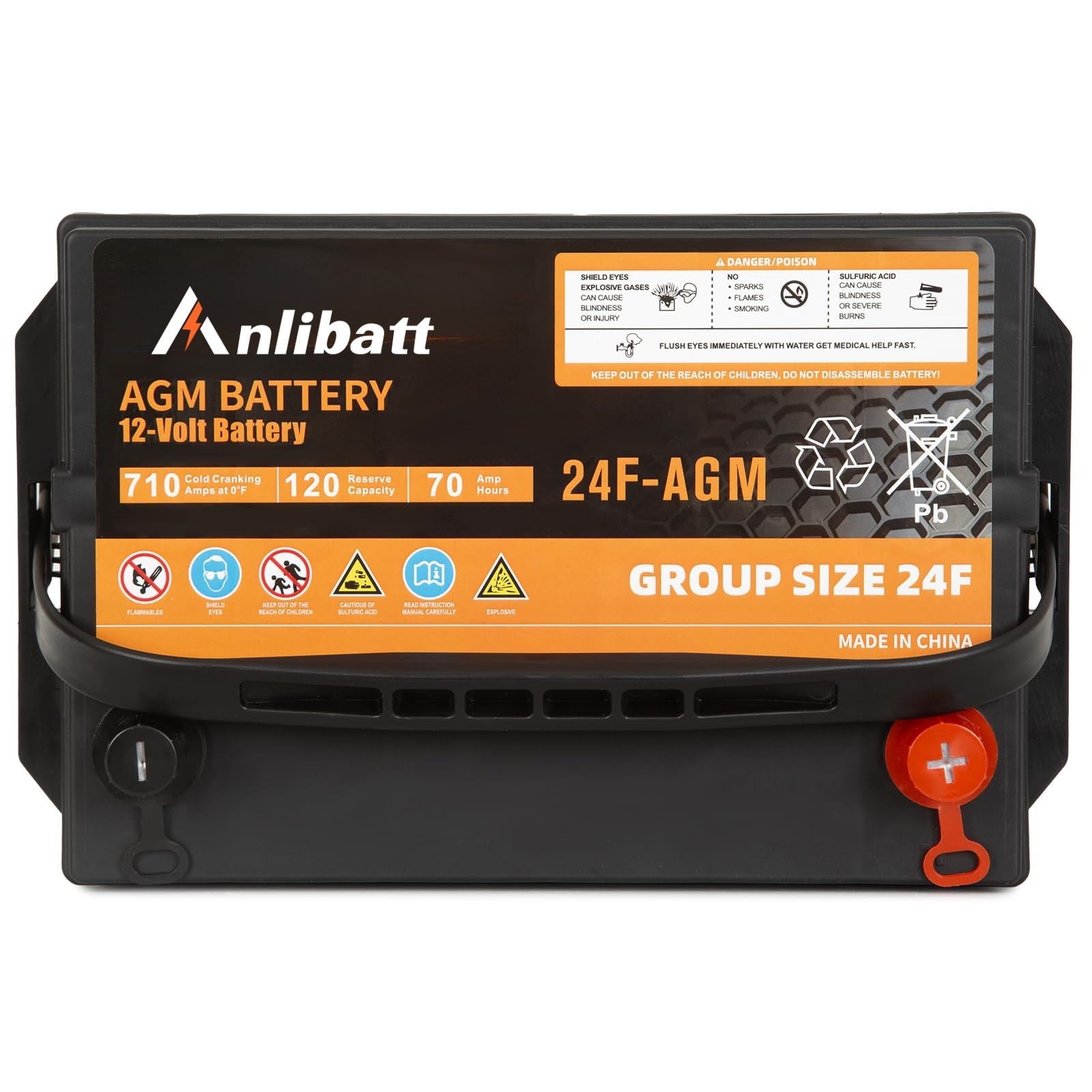 Anlibatt BCI Group 49 Battery, AGM 12 Volt Rechargeable Automotive Batteries for Car, H8 900CCA 95Ah 160RC Maintenance Free