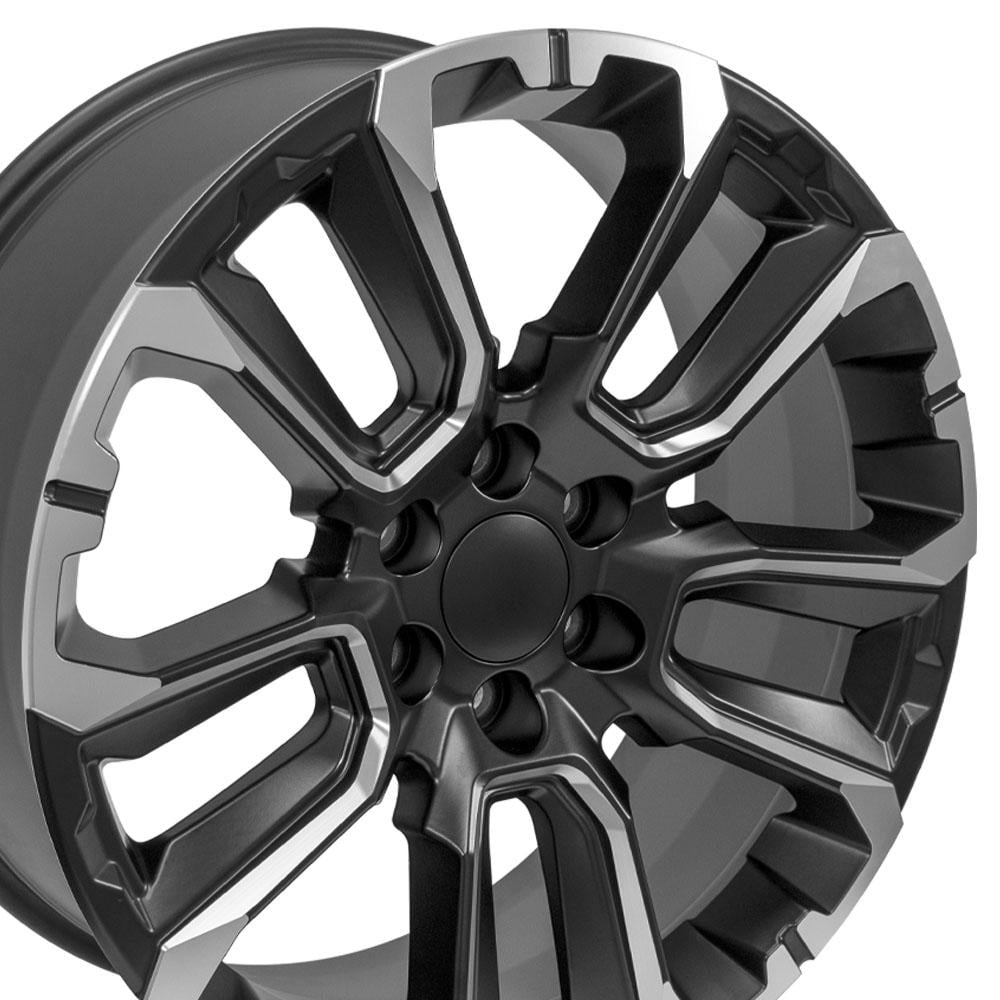 OE Wheels CV68 22 Inch Rim Fits Suburban 1500 High Country Style 6x139.7 22x9 Satin Black with Milled Edge - Hollander 14088 (1)