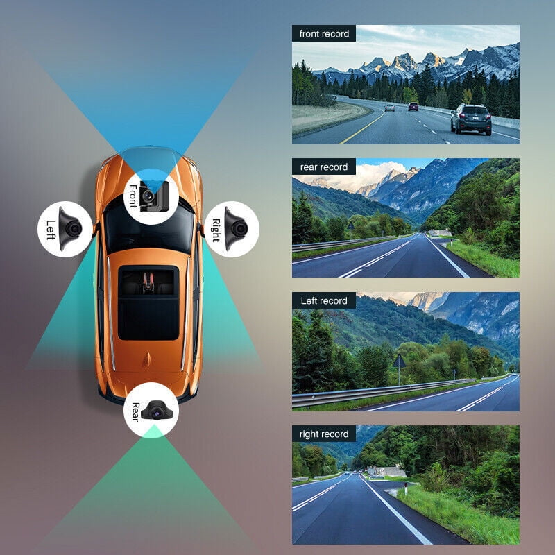360-degree Panoramic 4CH Cameras Lens Car Dvr Backup Mirror Dash Camera with Gps