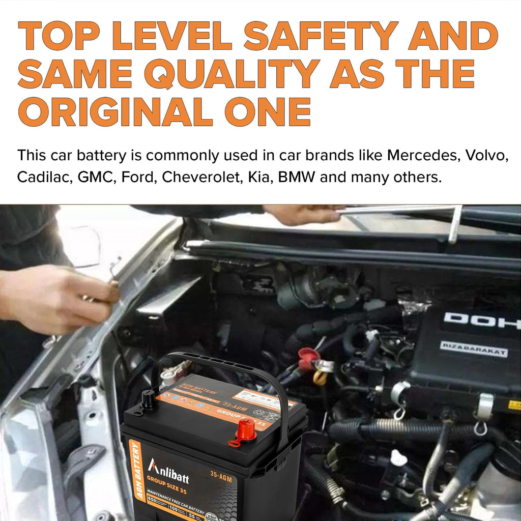 Anlibatt BCI Group 49 Battery, AGM 12 Volt Rechargeable Automotive Batteries for Car, H8 900CCA 95Ah 160RC Maintenance Free