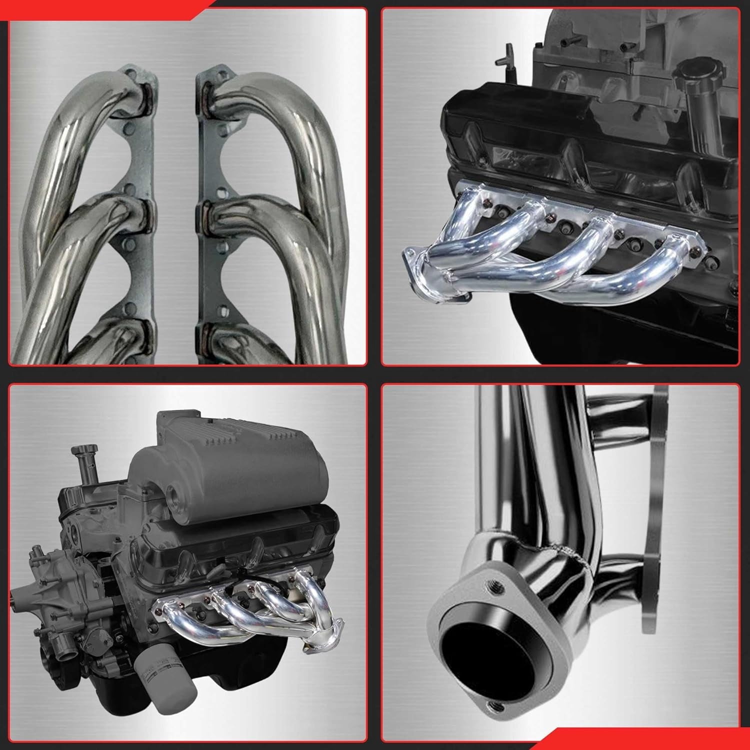 Polished 304 Stainless Steel Shorty Headers for 1979 1993 Ford Mustang 5.0L V8 Fox Body GT LX Upgraded Copper Gaskets Direct Bolt On Exhaust Manifold (Shorty Headers)