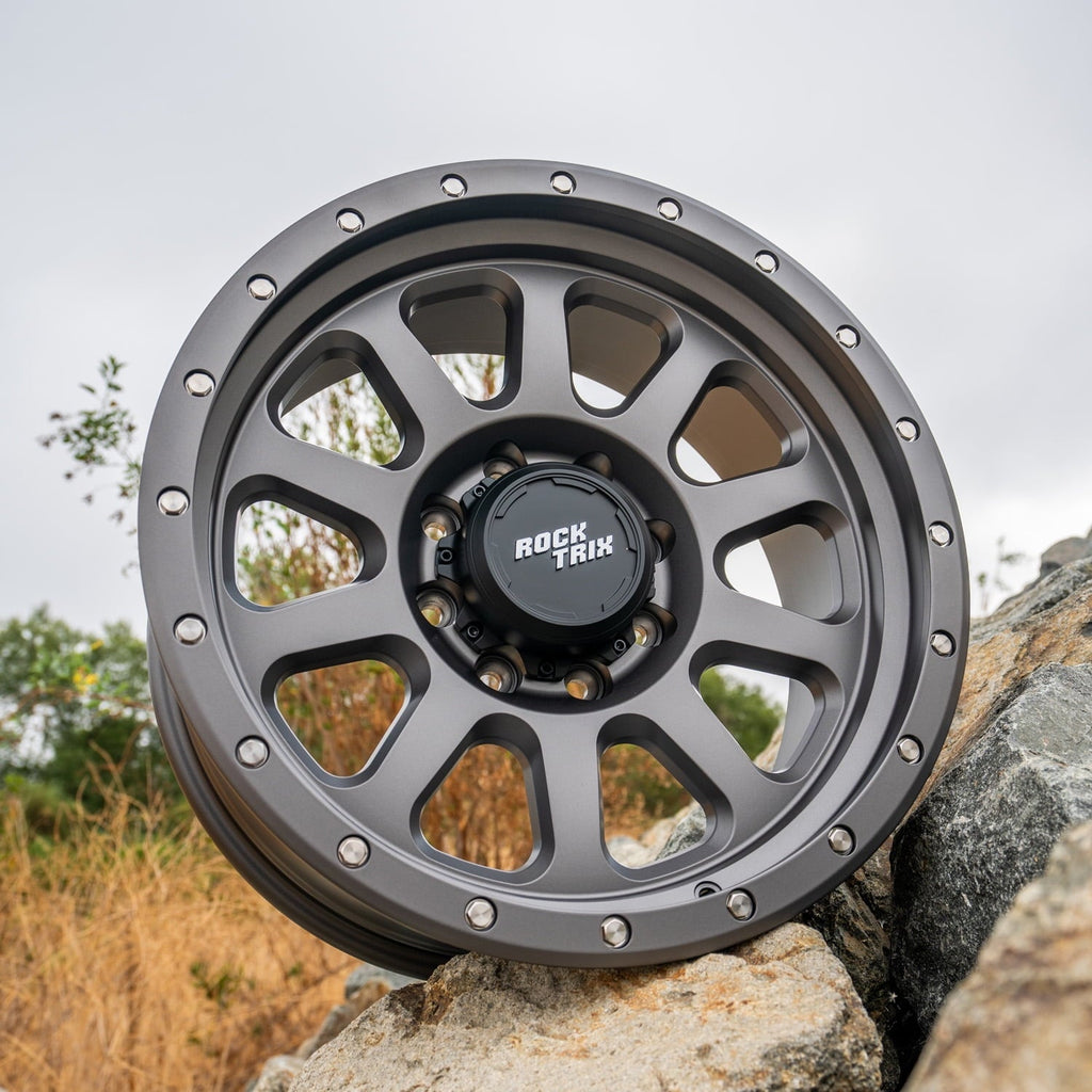 RockTrix RT111 18 inch Wheel 8x170 Compatible with Ford 1999+ F250 F350, 18x9 (-12 Offset, 4.5 Backspace), Black, Also fits 2000-2005 Excursion F-250 F-350 Super Duty