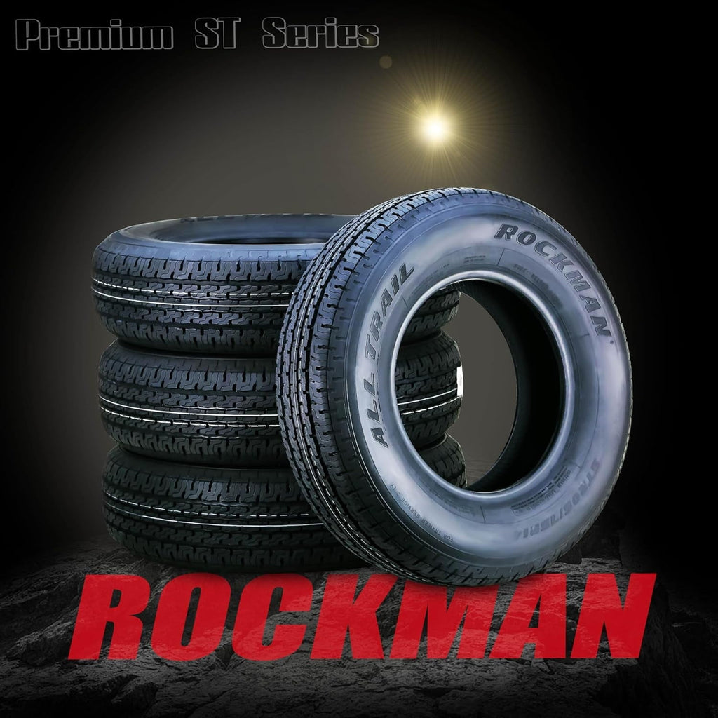 ROCKMAN Trailer Tire ST225/75R15 10-Ply Load Range E 117M Steel Belted Radial 11168, Set4